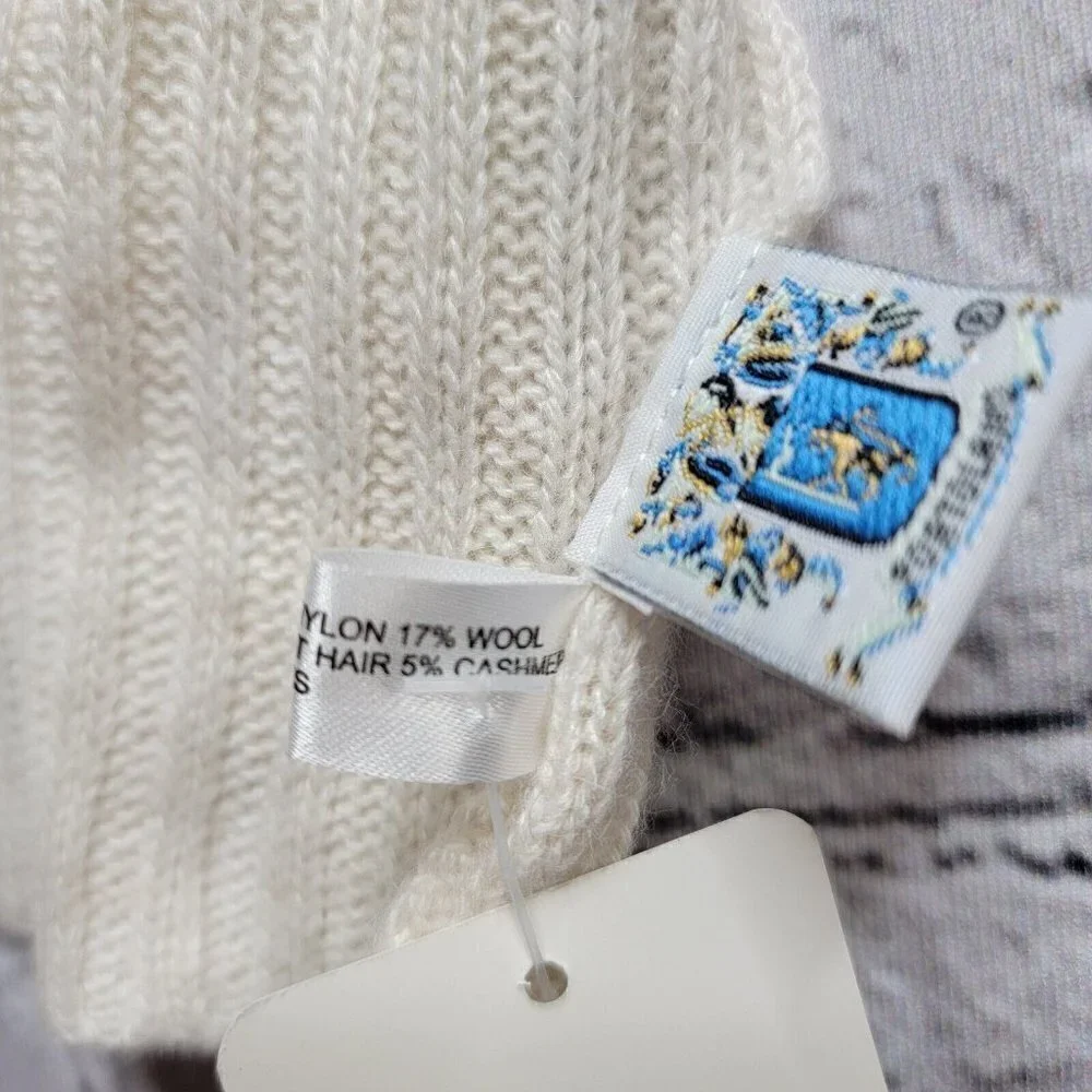 Portolano Wool Blend Ivory‎ Scarf Rhinestone Embellished Scarf
